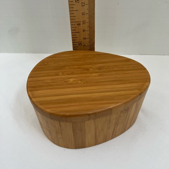 Totally Bamboo Salt Cellar Storage Trinket Box with Swivel Lid Tear Drop Shape - Picture 15 of 16